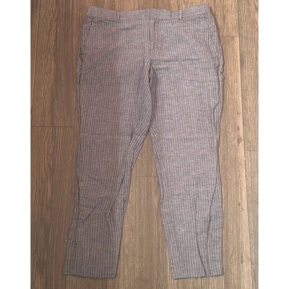 Banana Republic Hampton Pant W6 Linen Cotton Blue Pinstripe Trouser Straight leg